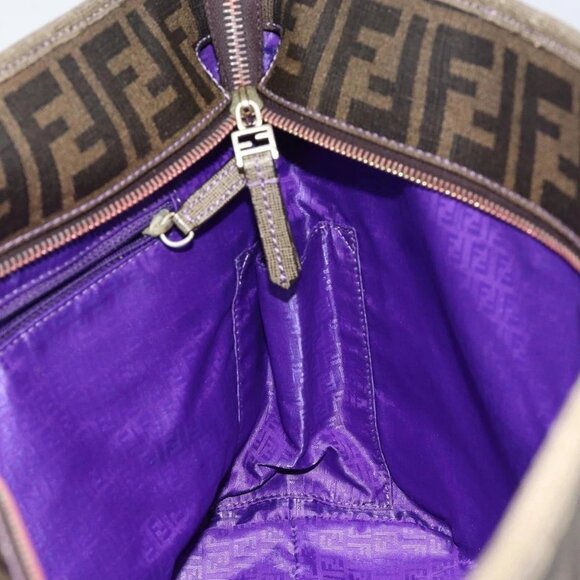 FENDI Zucca Canvas Tote Bag PVC Black Brown Auth ep11387 - Picture 12 of 16